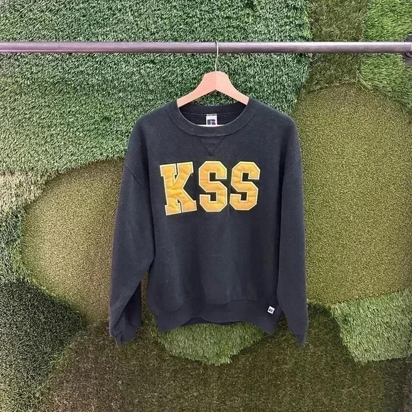 Vintage Russell Athletic KSS Spellout Black Crewneck  Medium - Picture 1 of 7